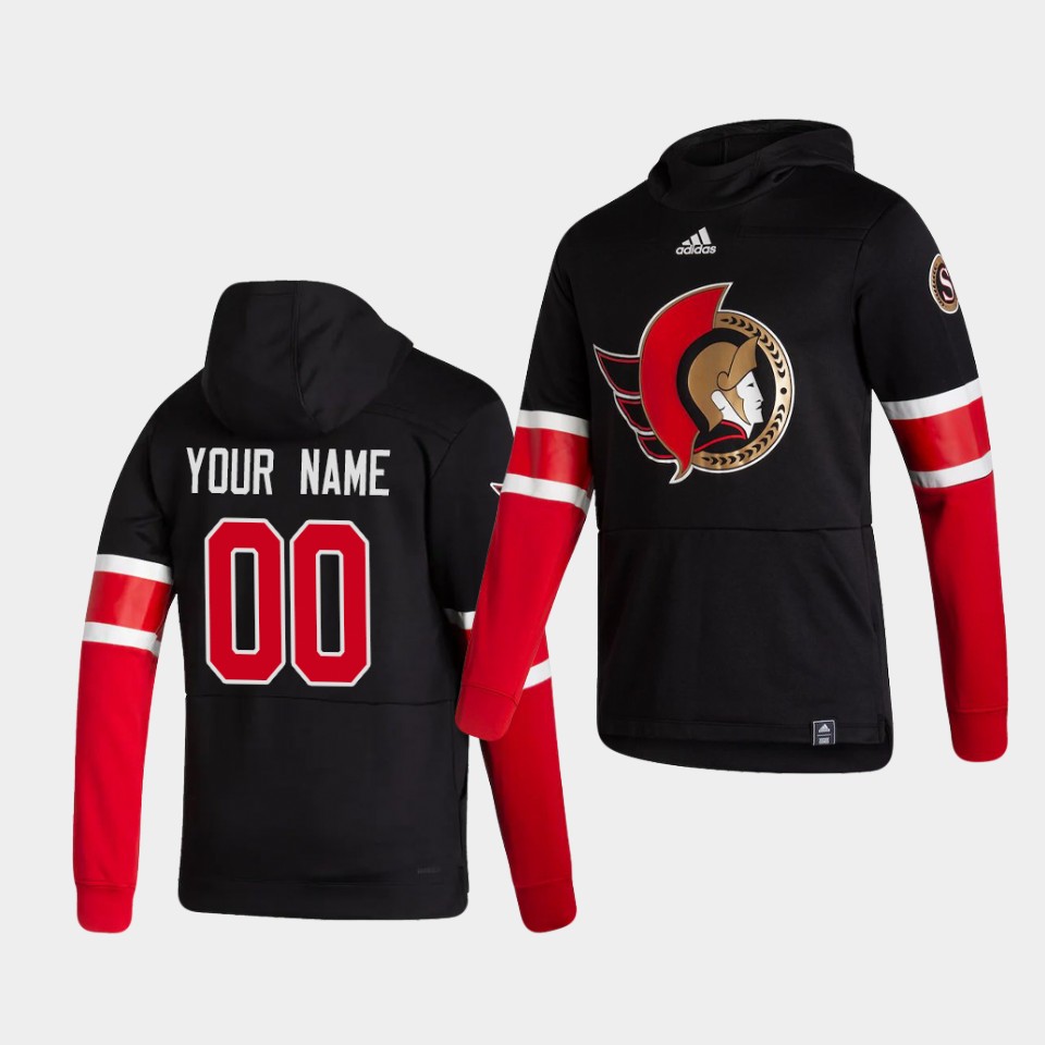 Men Ottawa Senators #00 Your name Black NHL 2021 Adidas Pullover Hoodie Jersey